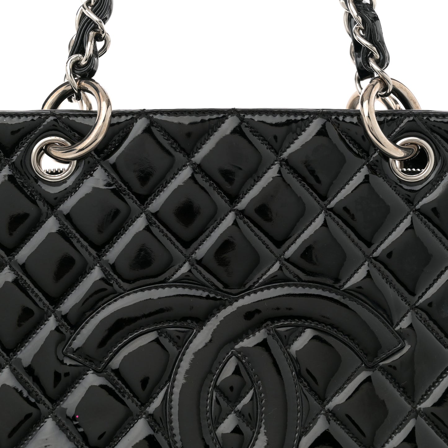 Patent Quilted Grand Shopping Tote GST Black