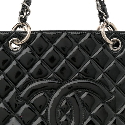 Chanel Patent Quilted Grand Shopping Tote GST Black 8 of 13
