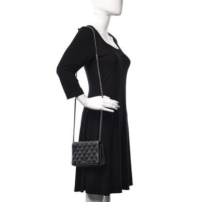 Chanel Metallic Goatskin Wallet On Chain WOC Dark Grey 2 of 10