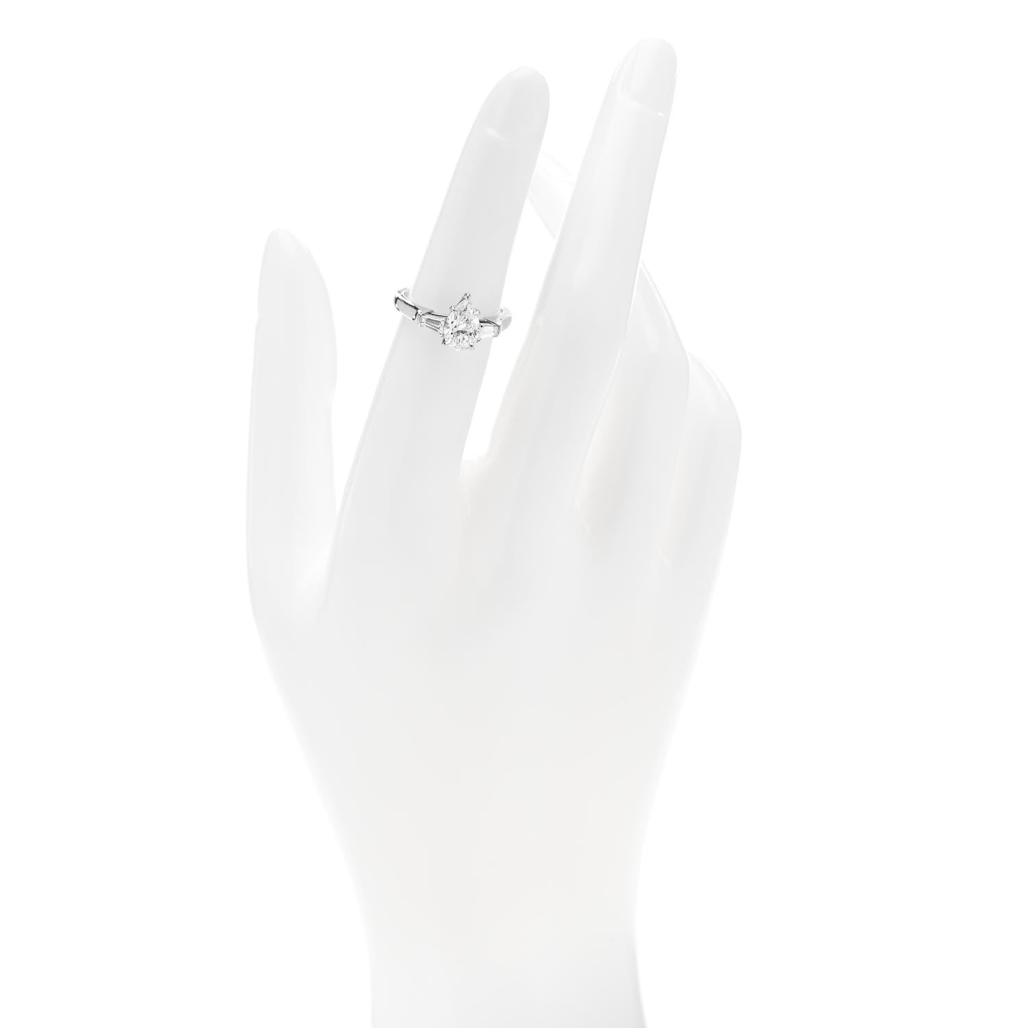 Harry Winston Platinum Diamond 1.01ct Pear Cut Tapered Baguette Classic Engagement Ring 49 5 2 of 7