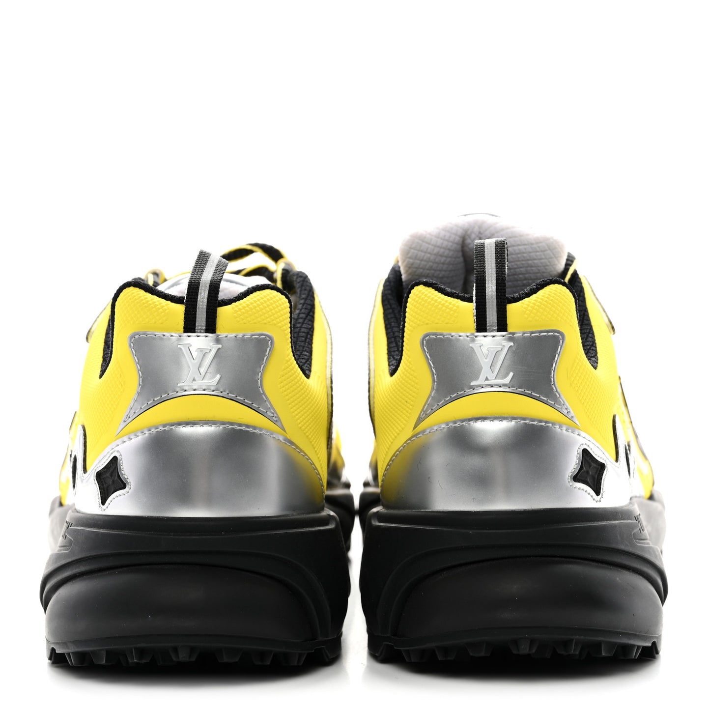 Metallic Calfskin Mesh Mens LV Runner Tatic Sneakers 8 Yellow