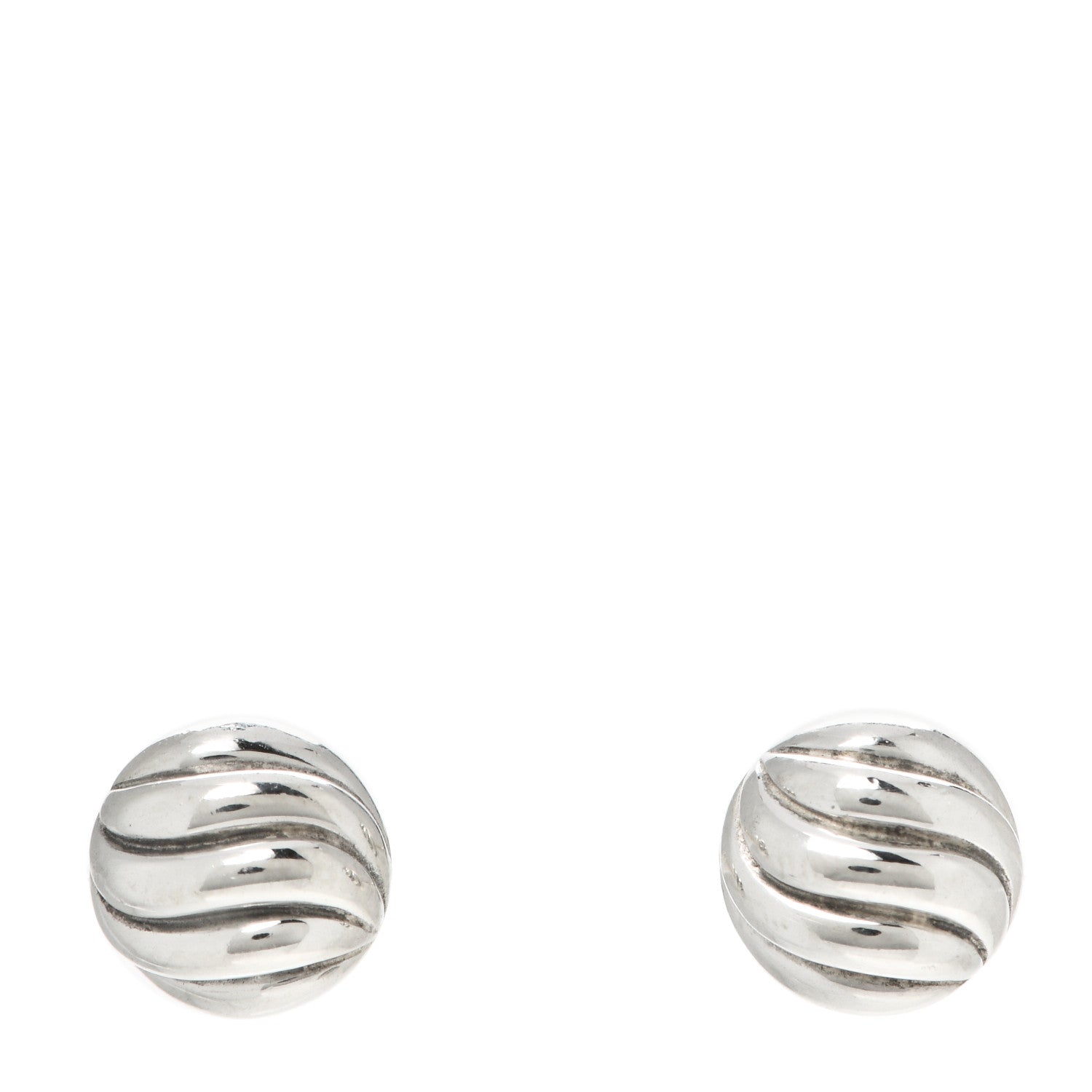 David Yurman Sterling Silver 8mm Sculpted Cable Stud Earrings 1 of 4