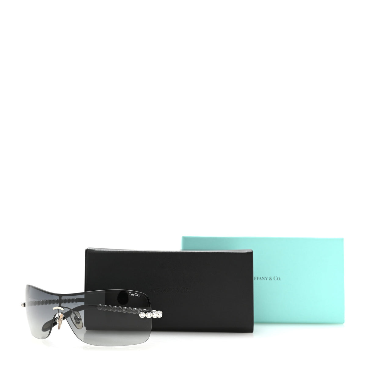 Tiffany Metal Crystal Shield TF3002-B Sunglasses Black 9 of 9