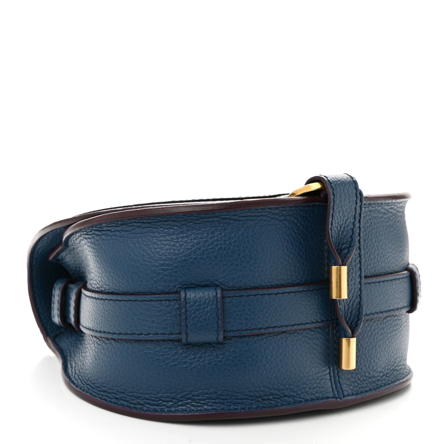 Calfskin Small Marcie Round Crossbody Bag Deep Denim