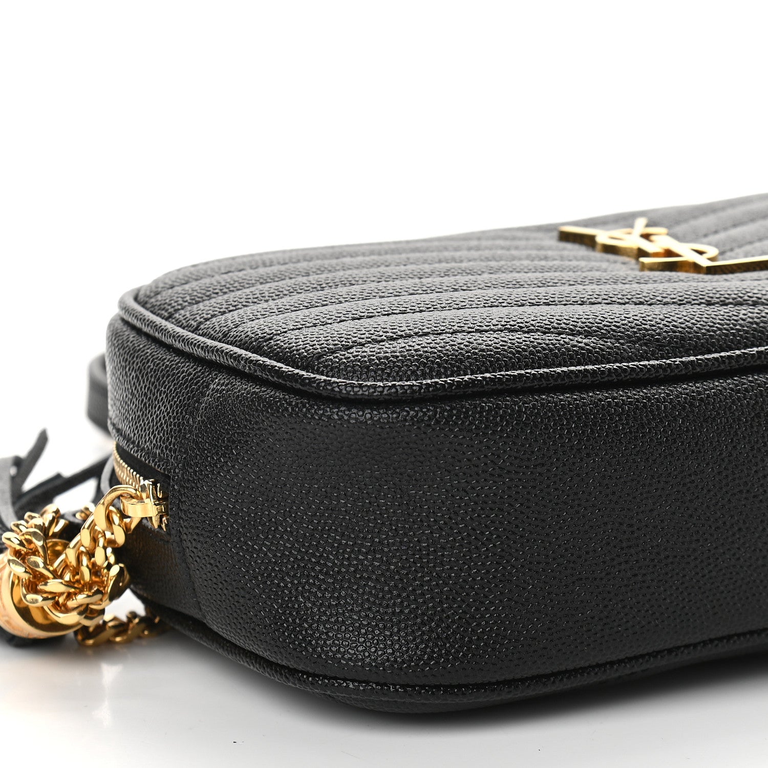 Saint Laurent Grain De Poudre Matelasse Monogram Mini Lou Camera Bag Black 8 of 9