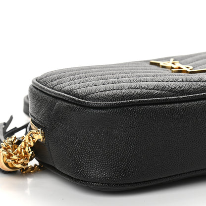 Saint Laurent Grain De Poudre Matelasse Monogram Mini Lou Camera Bag Black 8 of 9