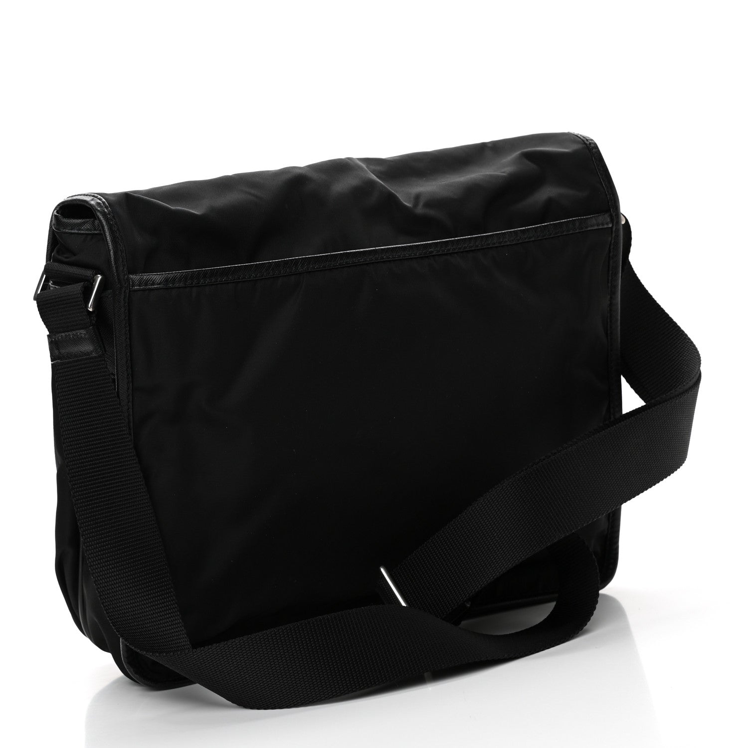 Prada Tessuto Nylon Saffiano Logo Messenger Bag Black 3 of 9