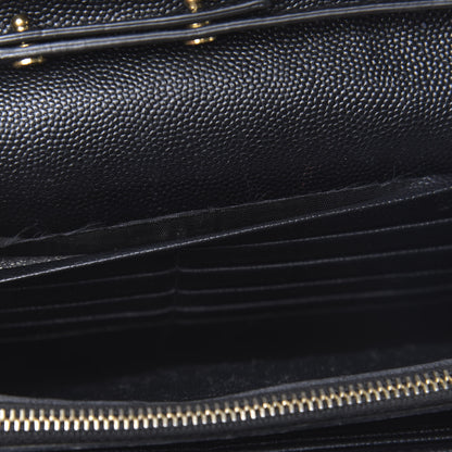 Saint Laurent Grain De Poudre Matelasse Chevron Monogram Chain Wallet Black 8 of 14