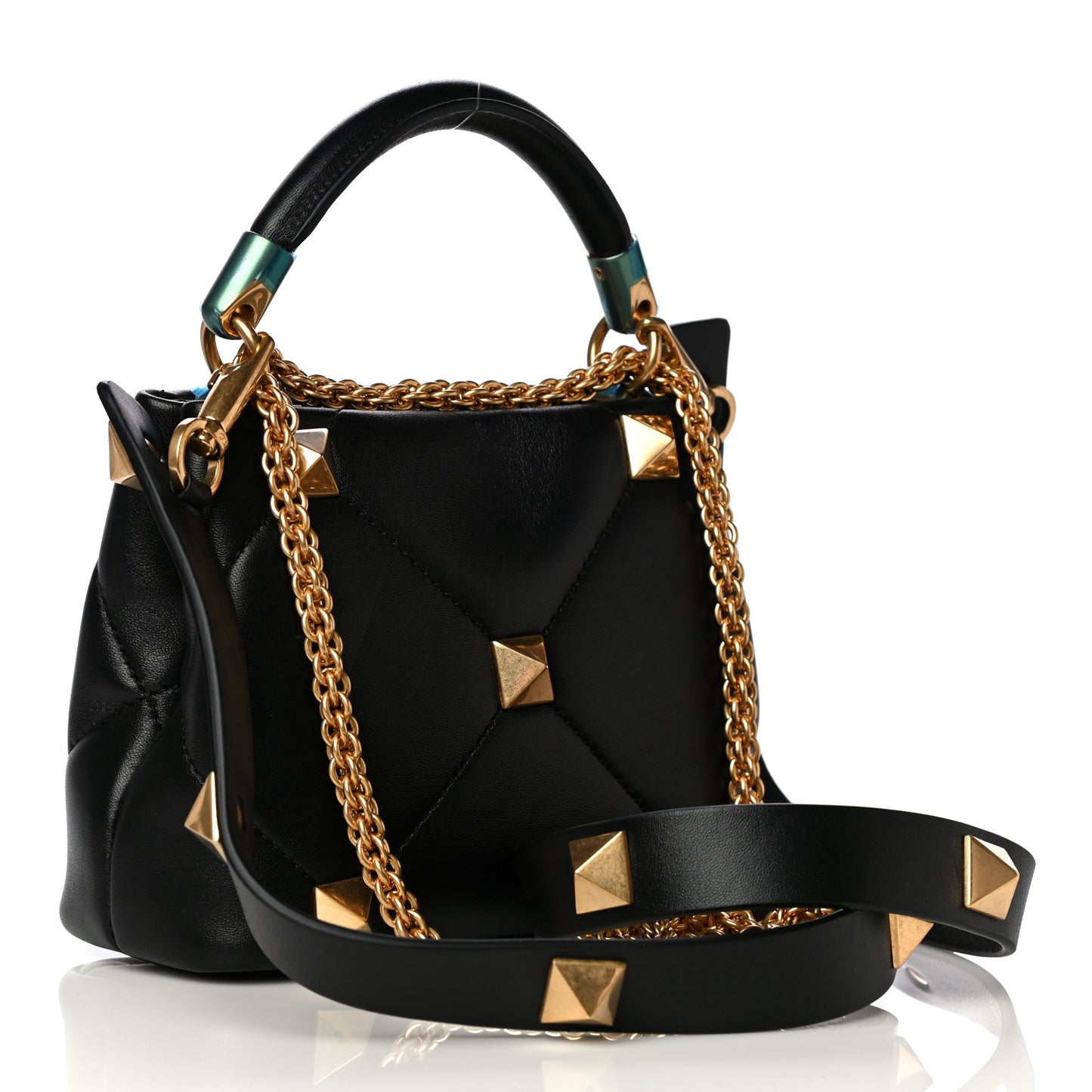 Nappa Mini Roman Stud The Handle Bag Black