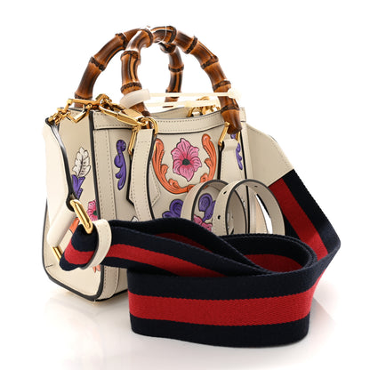 Gucci Calfskin Floral Embossed Mini Diana Tote Bag Mystic White Multicolor 3 of 12