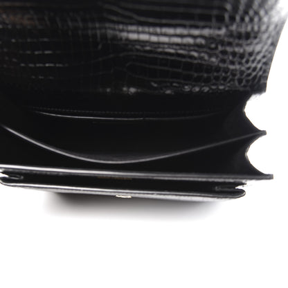 Saint Laurent Calfskin Crocodile Embossed Medium Monogram Sunset Black 6 of 14