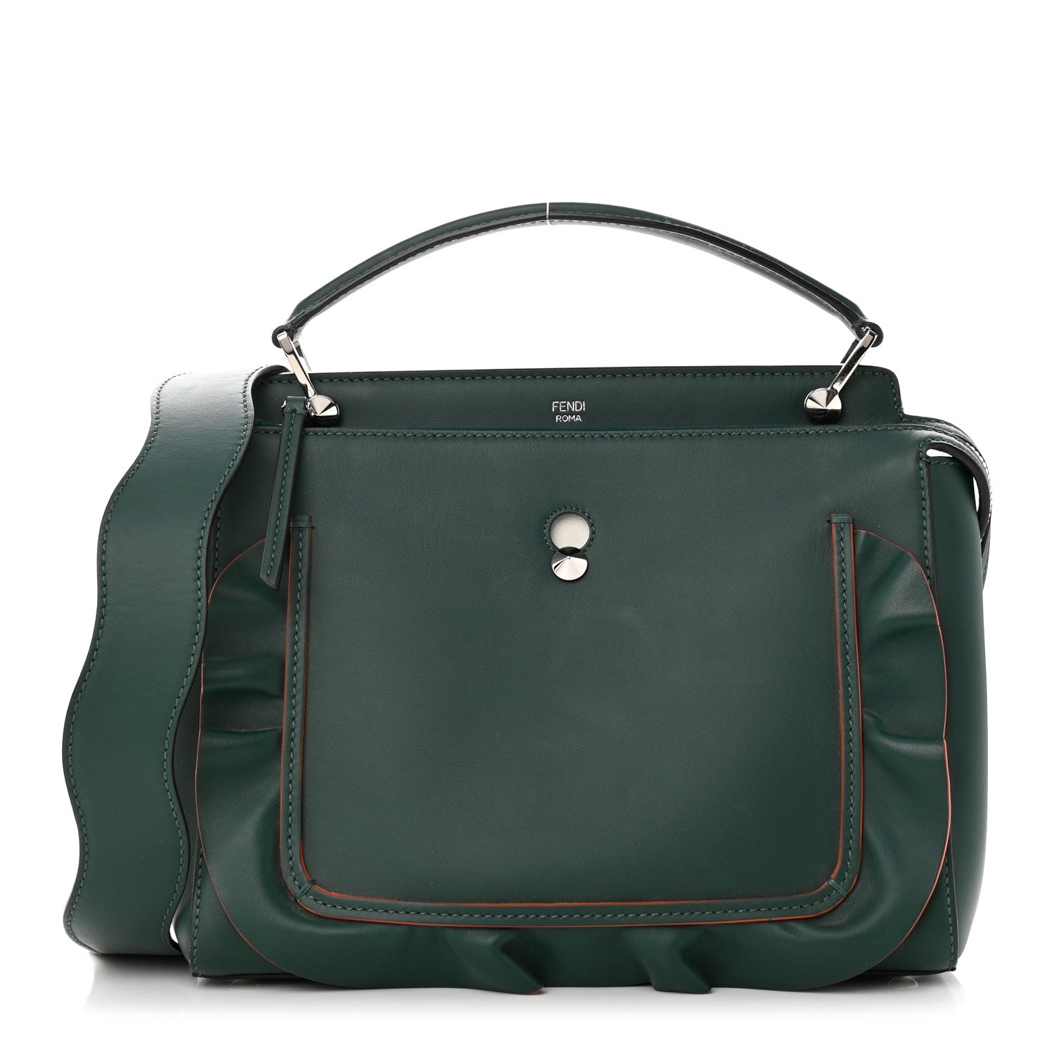 Fendi Vitello Baltico Century Dolce Waves DotCom Satchel Verde Inglese White 1 of 13