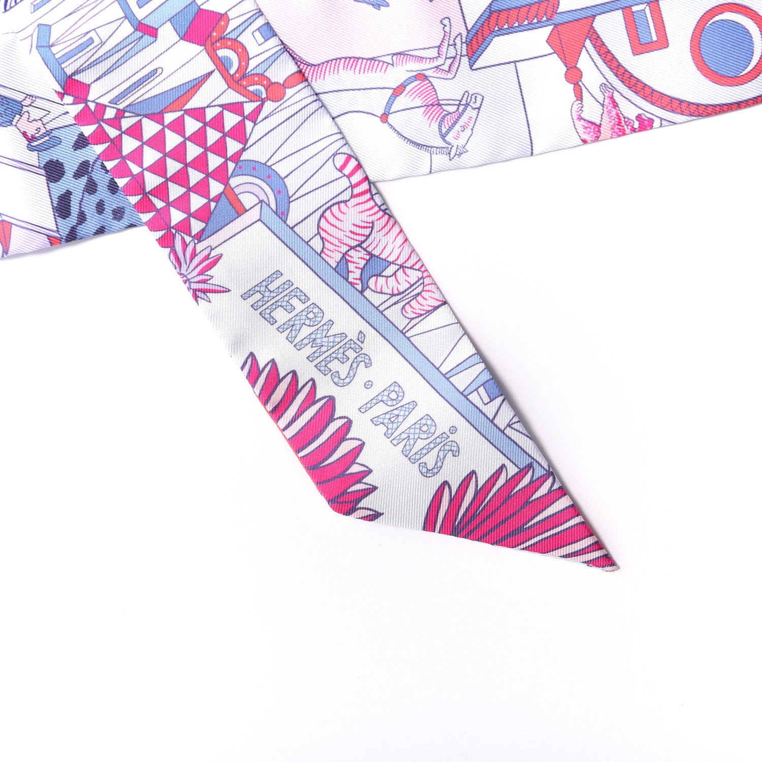 Hermes Silk Animapolis Plumetis Twilly Ciel Rose Vif Bleu 3 of 3