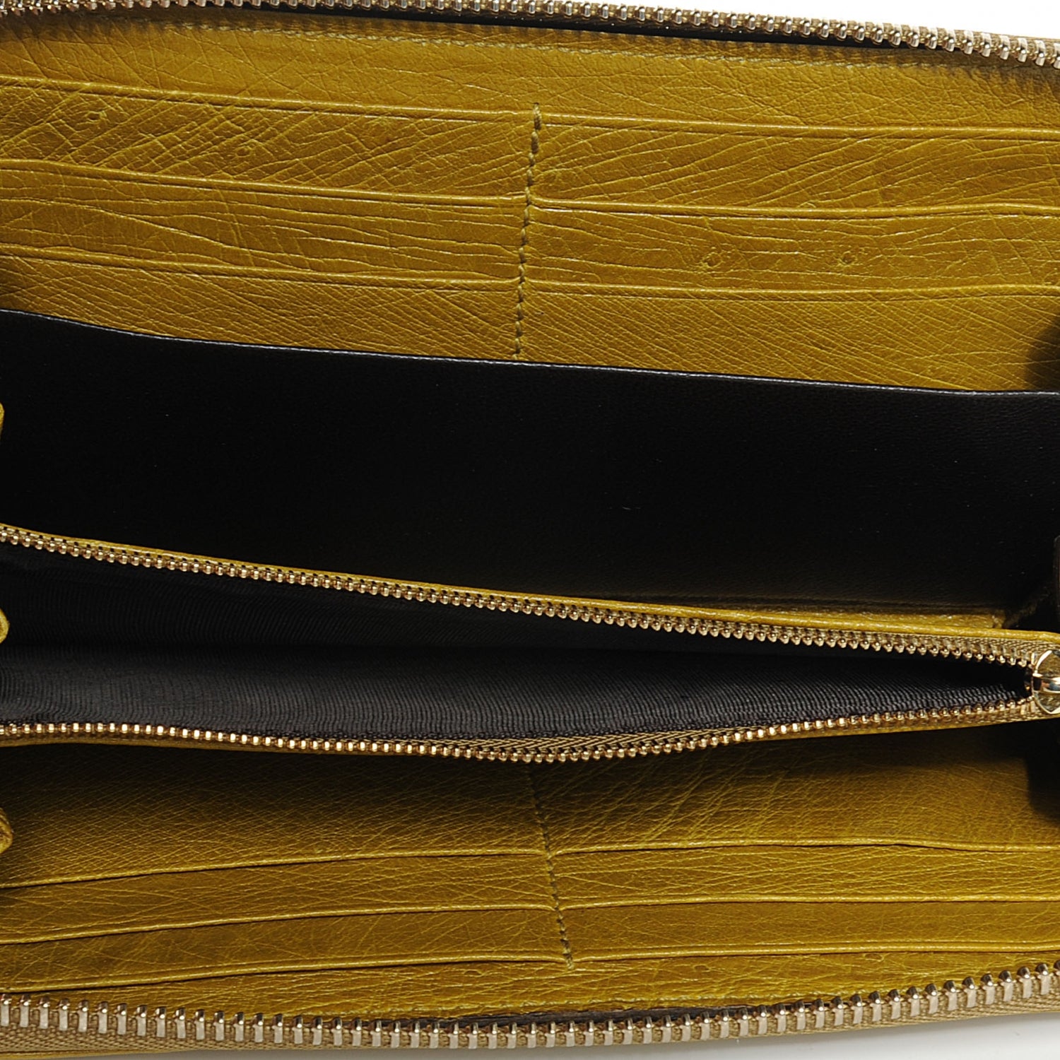 Gucci Ostrich Bamboo Zip Around Wallet Green 5 of 7