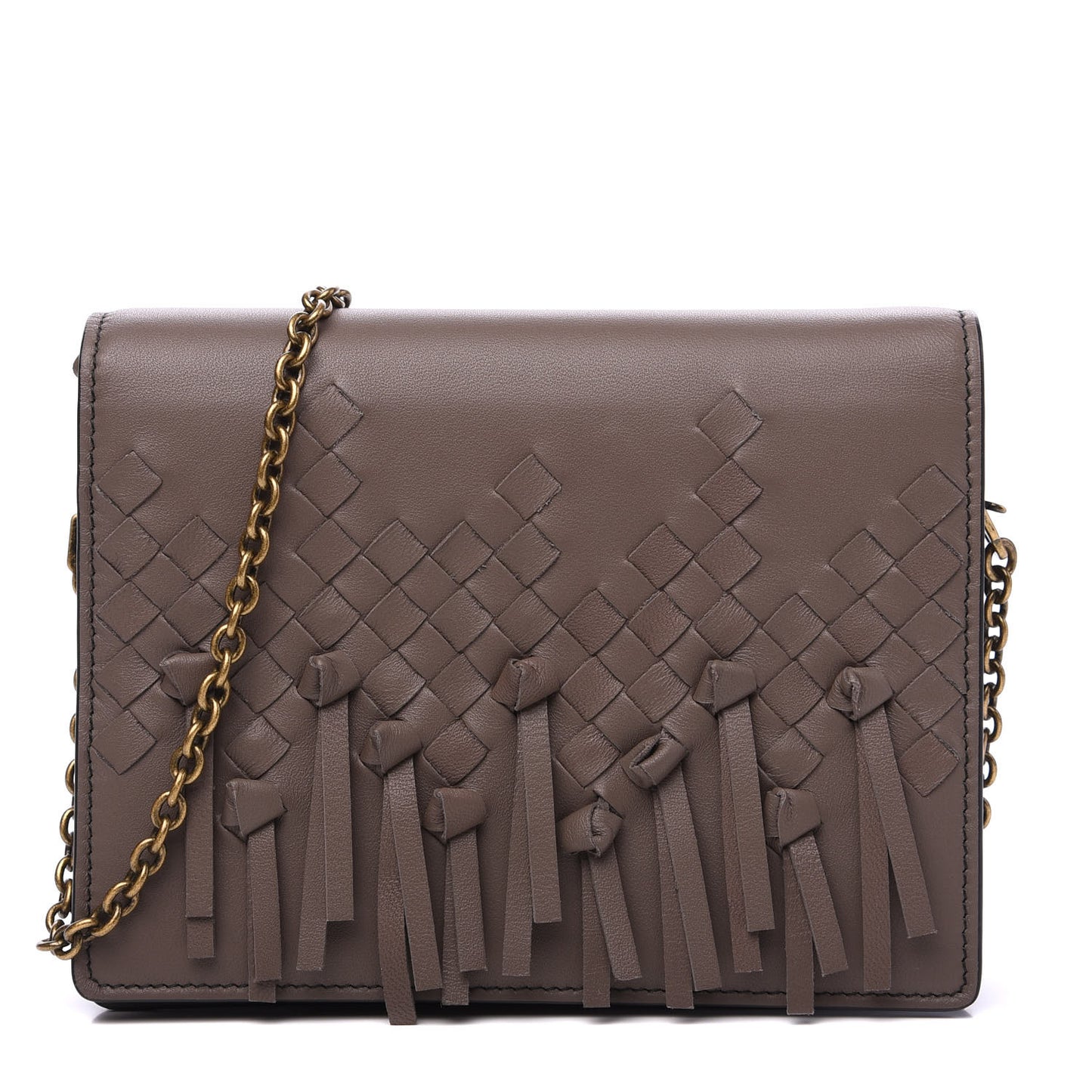 Nappa Intrecciato Brio Chain Wallet Steel