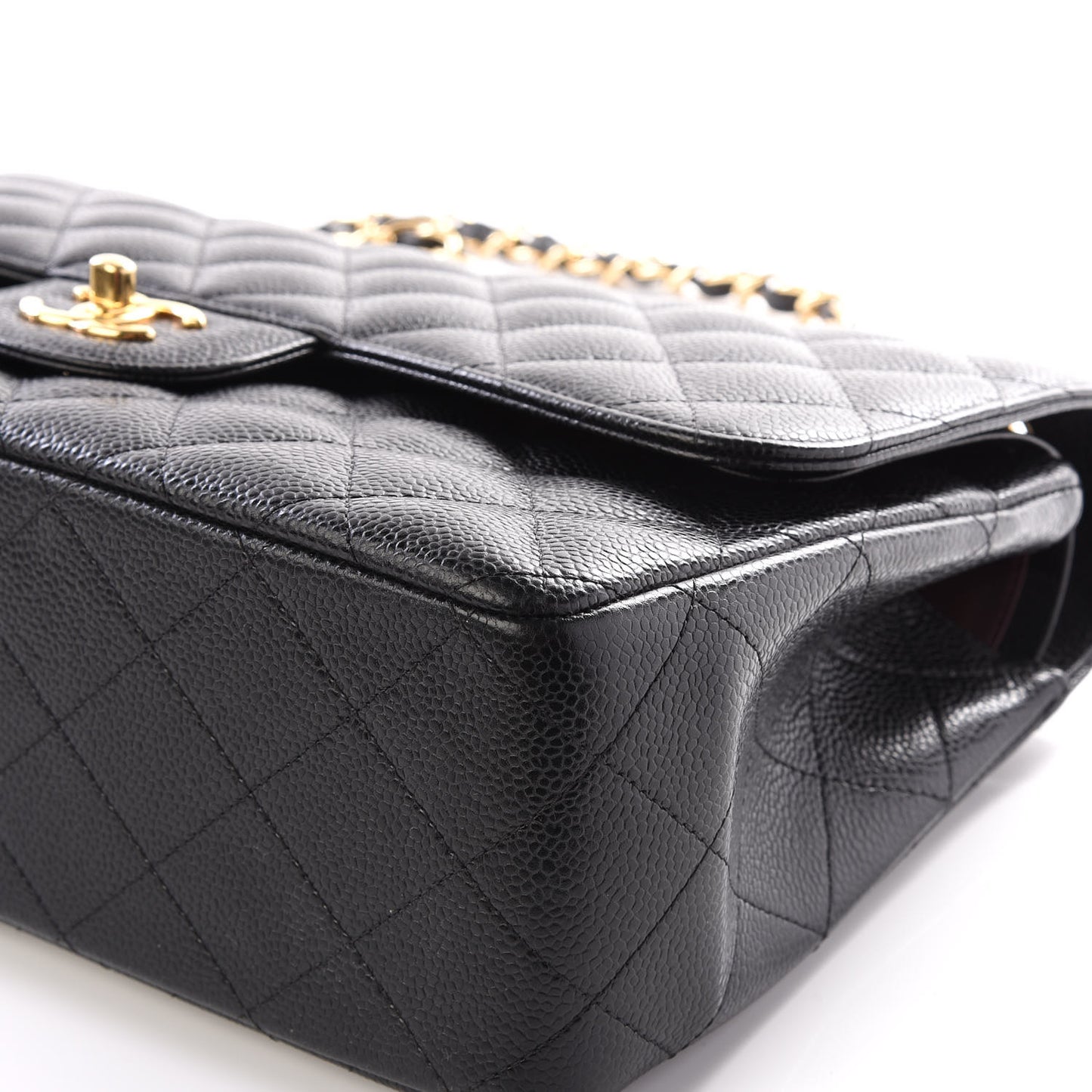 Caviar Quilted Jumbo Double Flap Black