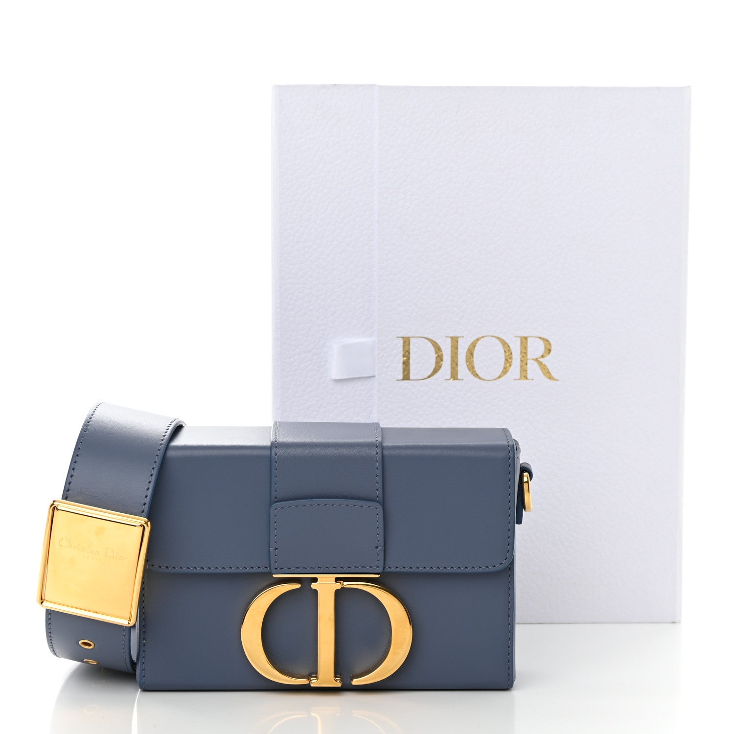 Christian Dior Box Calfskin 30 Montaigne Box Bag Blue 16 of 16