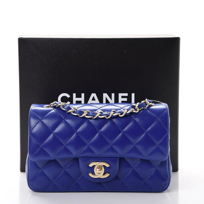 Chanel Lambskin Quilted Mini Rectangular Flap Dark Blue 8 of 8
