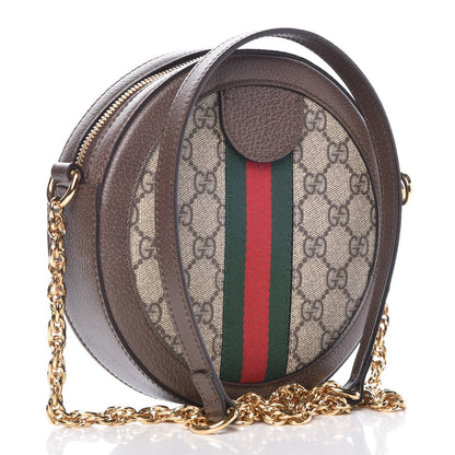 Gucci GG Supreme Monogram Web Mini Ophidia Round Shoulder Bag Brown 3 of 8