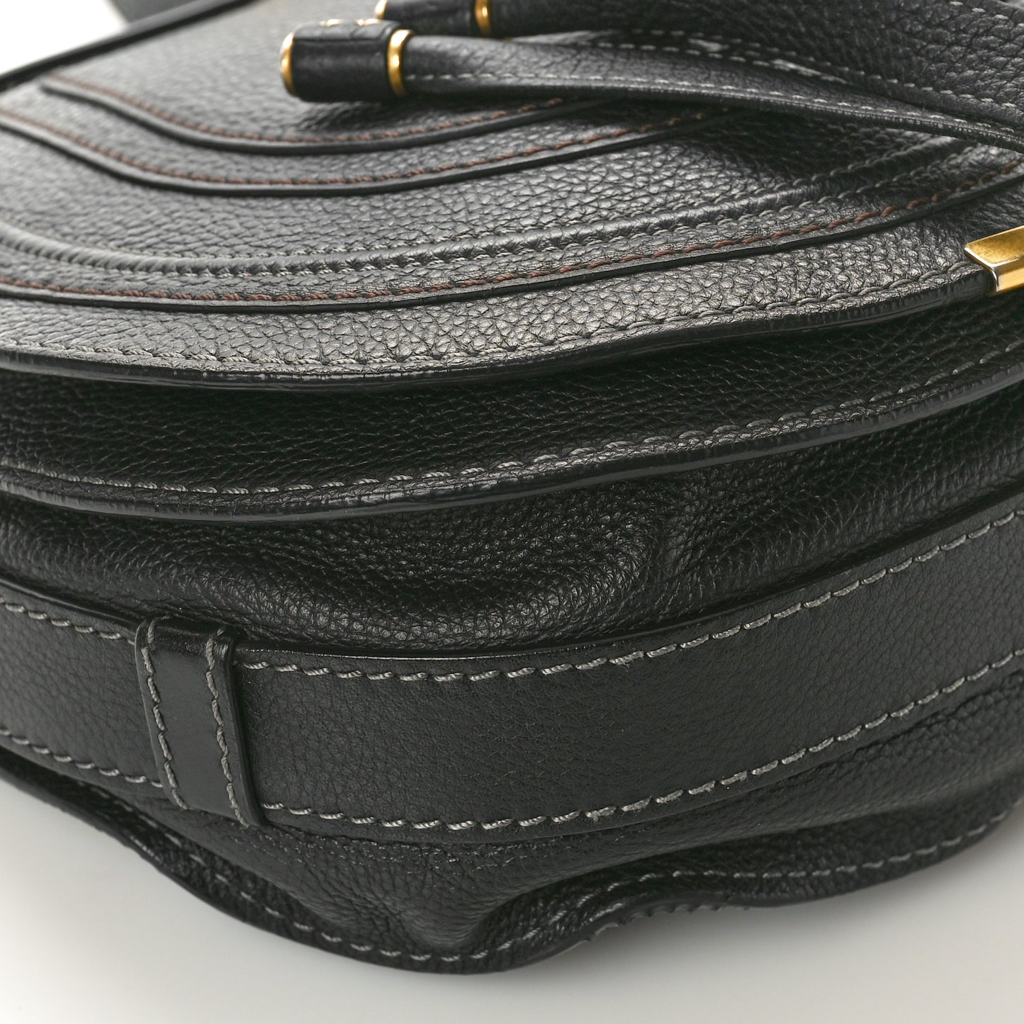 Calfskin Medium Marcie Round Crossbody Bag Black