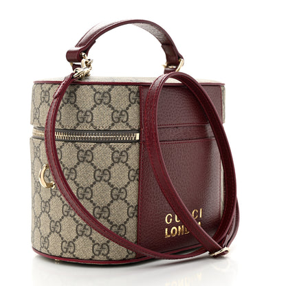 Gucci GG Supreme Monogram Ancora Calfskin Vanity Cosmetic Case Beige Ebony Rosso 3 of 9