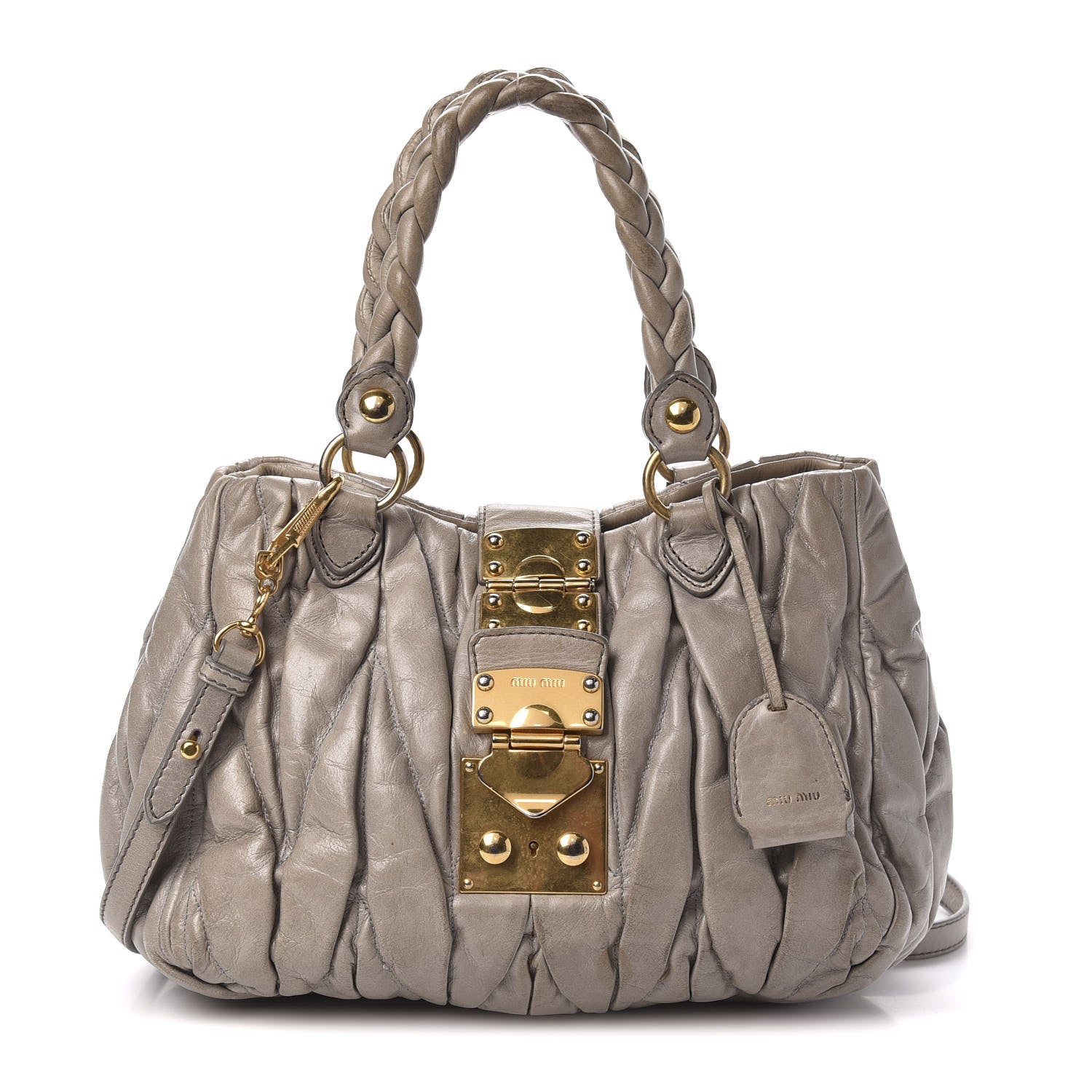 Miu Miu Nappa Matelasse Top Handle Satchel Fumo 1 of 14