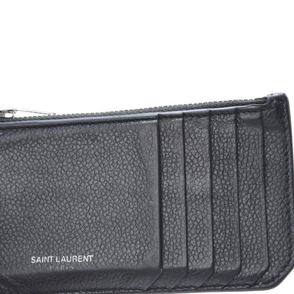Saint Laurent Grained Calfskin 5 Fragments Zip Pouch Card Holder Black 12 of 13