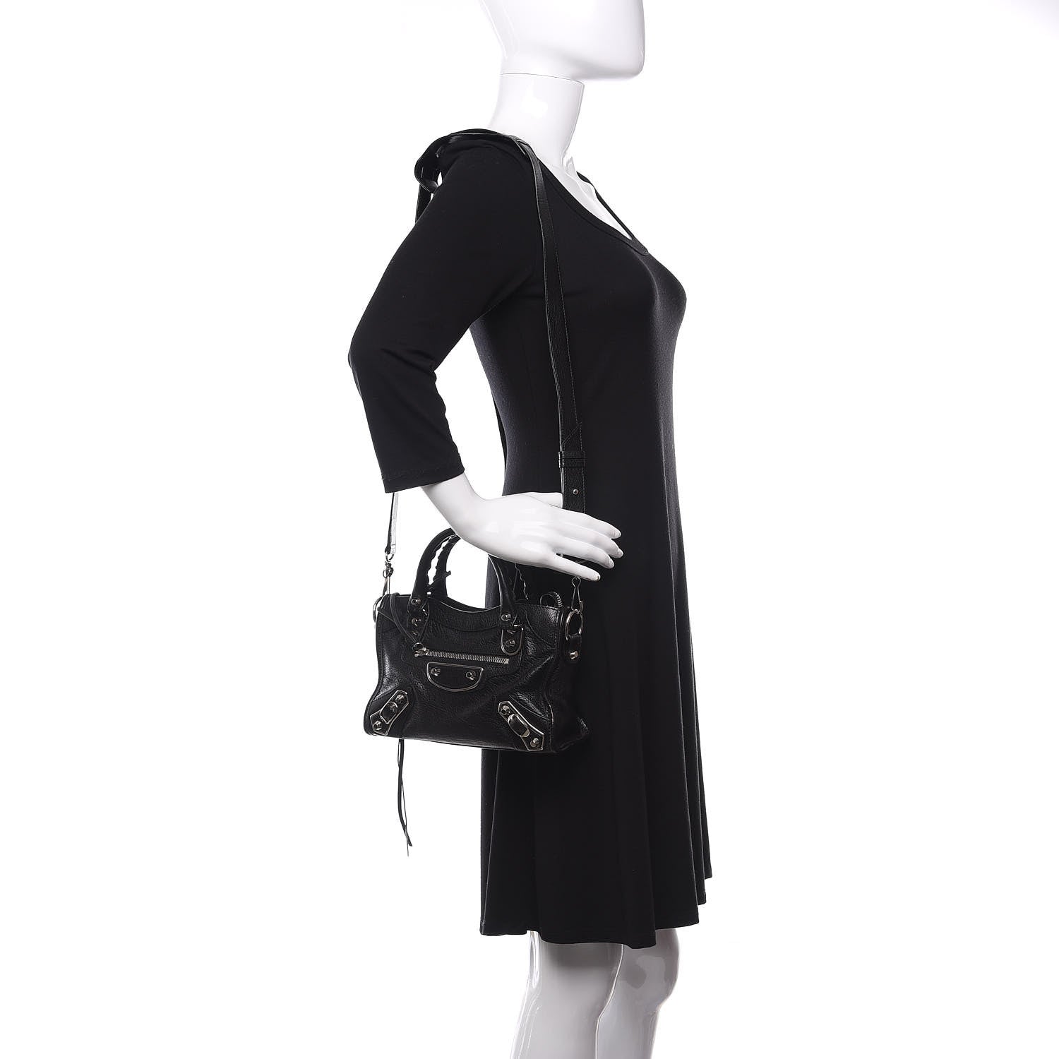 Balenciaga Chevre Silver Metallic Edge Hardware Mini City Black 2 of 10