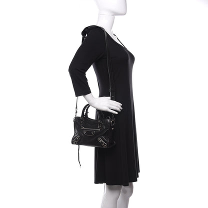 Balenciaga Chevre Silver Metallic Edge Hardware Mini City Black 2 of 10