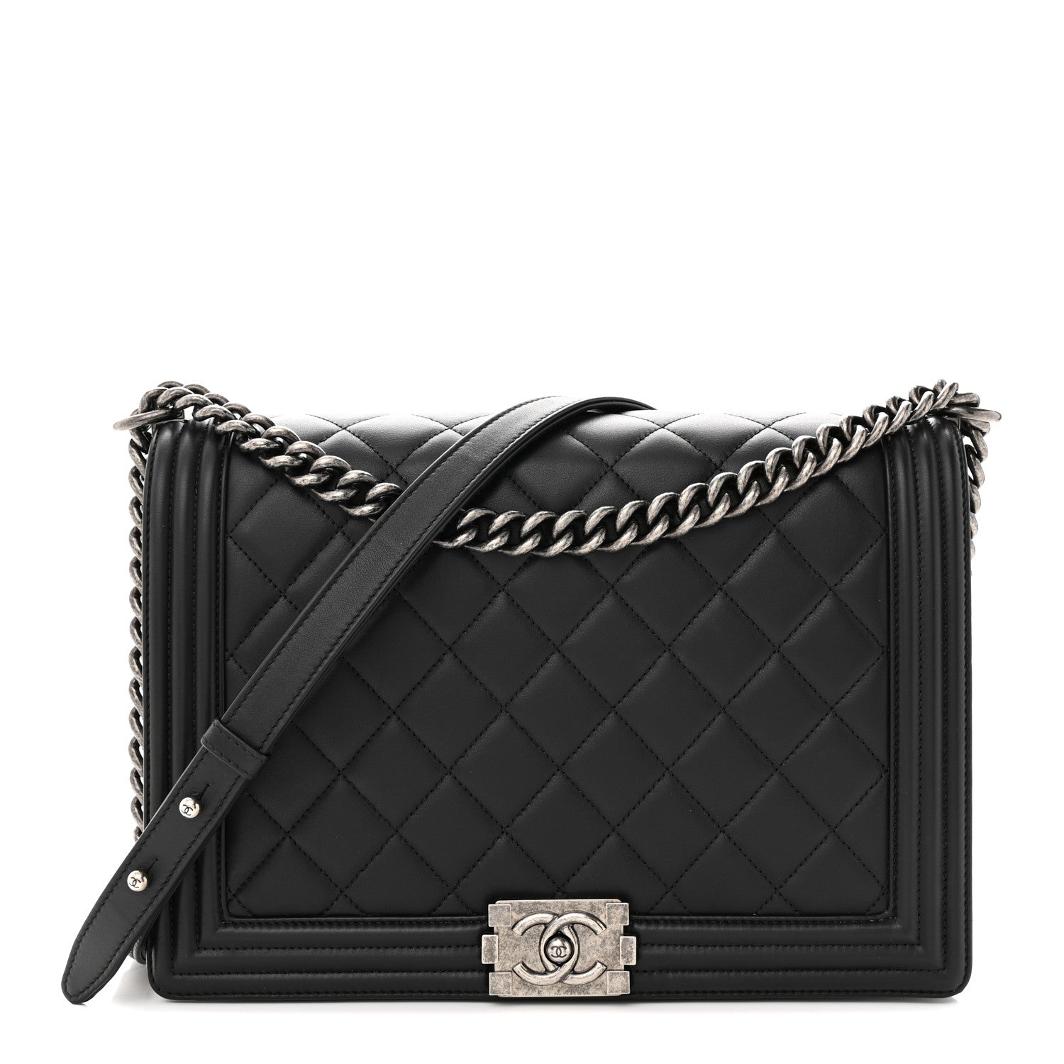 Chanel Lambskin Quilted Large Boy Flap Black 1 of 14