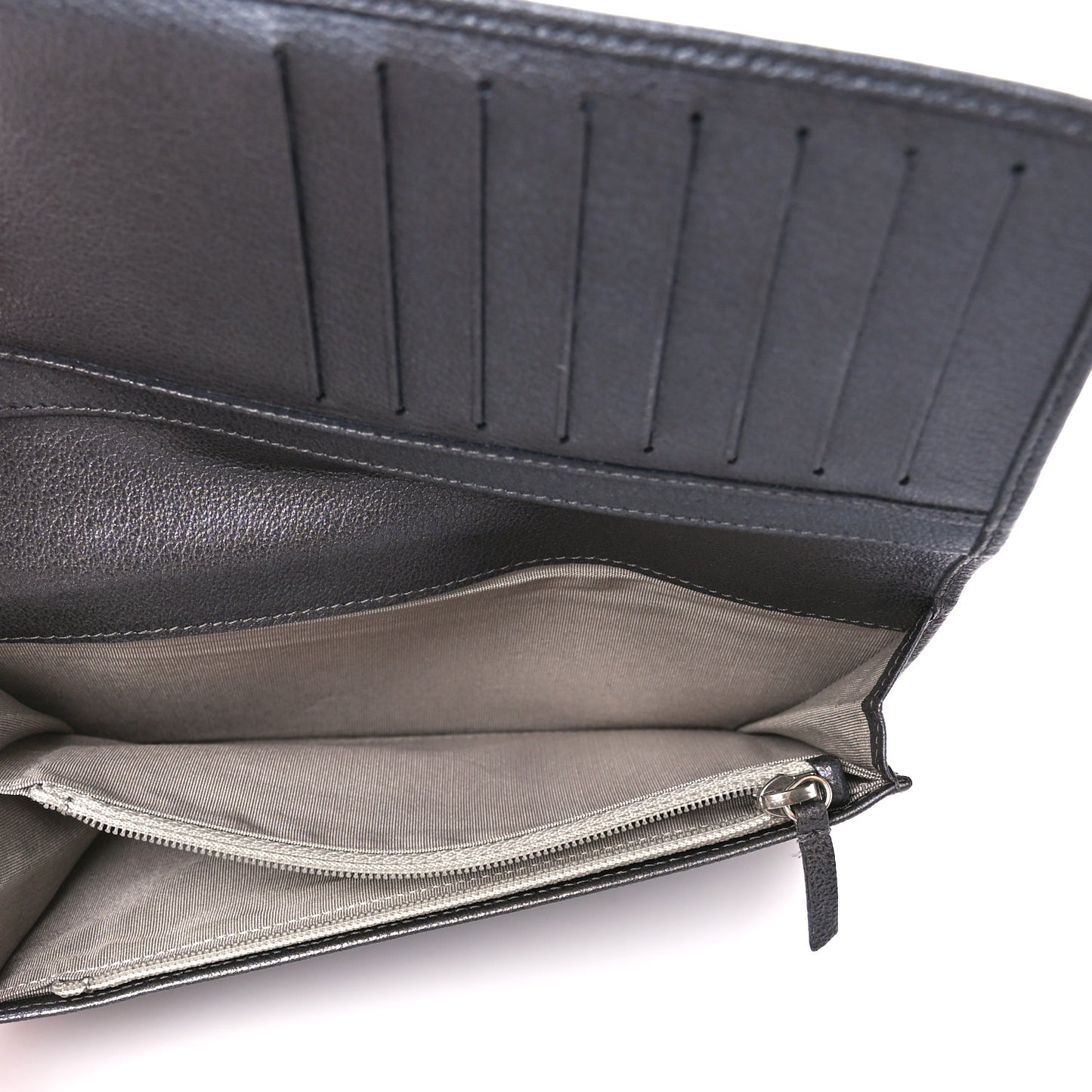 Metallic Goatskin Camellia Yen Wallet Navy