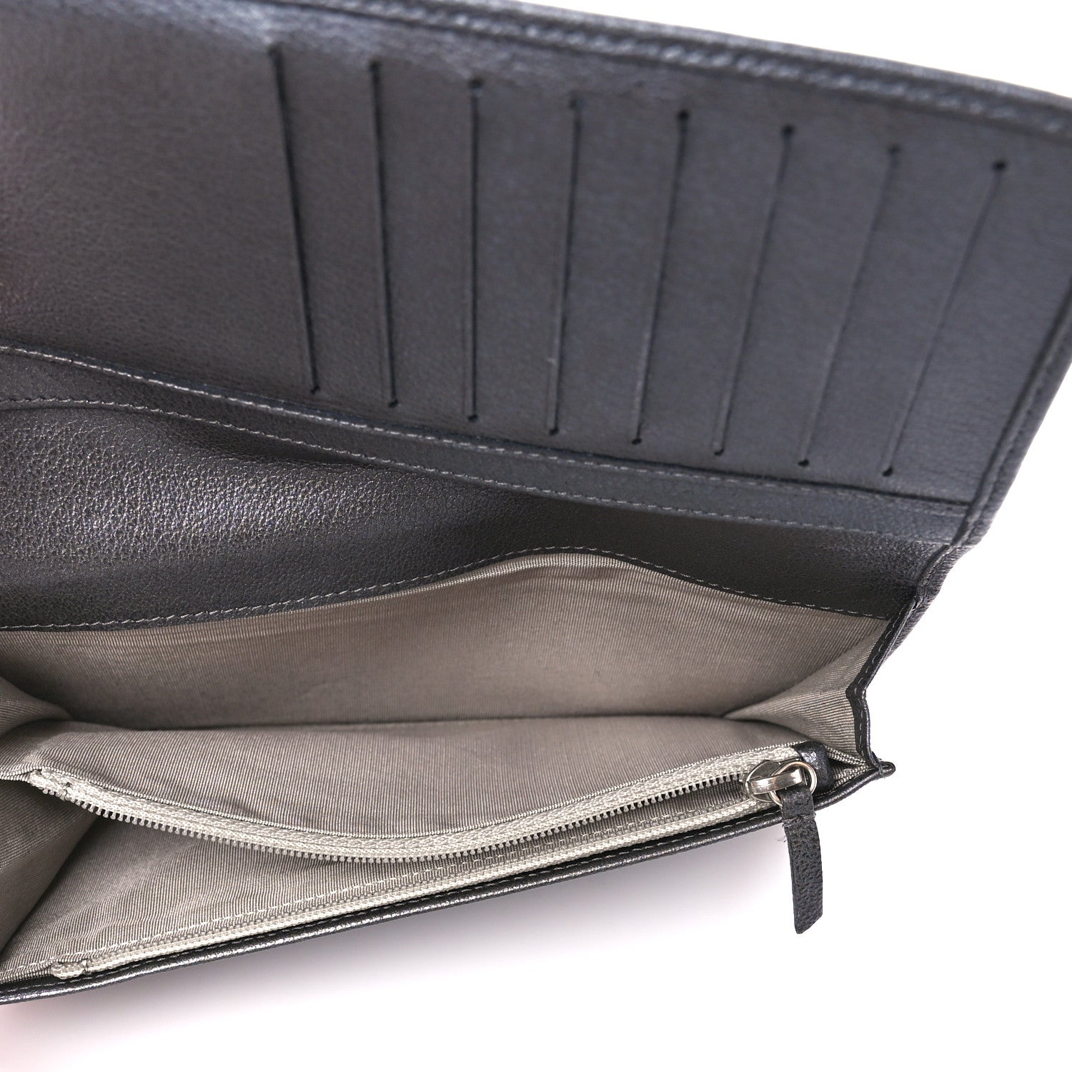 Chanel Metallic Goatskin Camellia Yen Wallet Navy 5 of 12