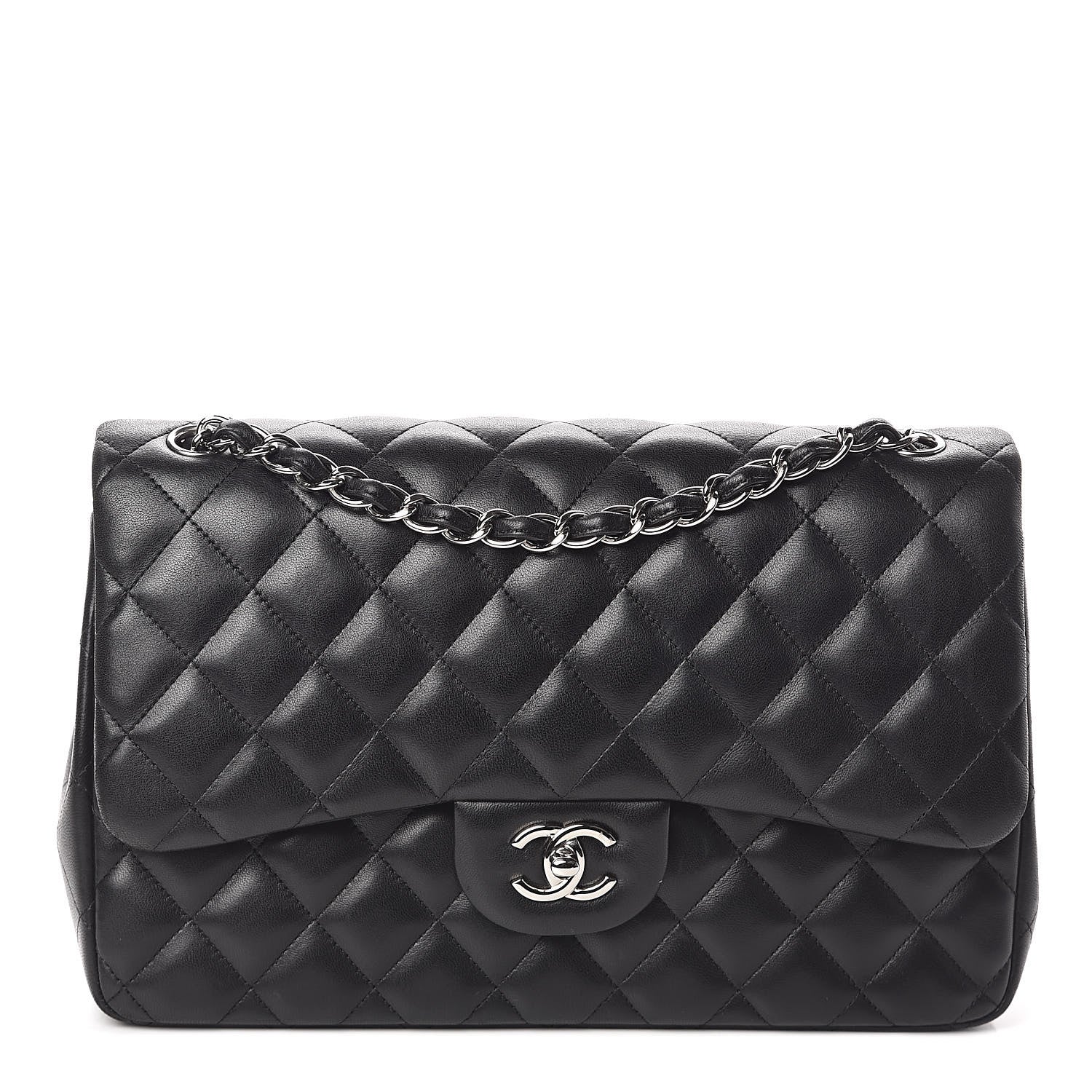 Chanel Lambskin Quilted Jumbo Double Flap Black 1 of 10