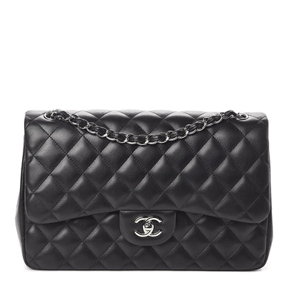 Chanel Lambskin Quilted Jumbo Double Flap Black 1 of 10