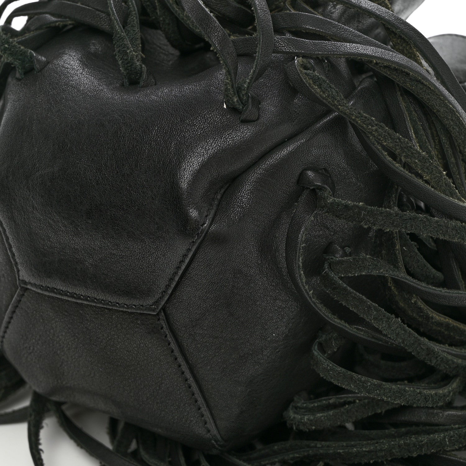 Saint Laurent Calfskin Fringe Monogram Mini Bourse Bucket Bag Black 10 of 11