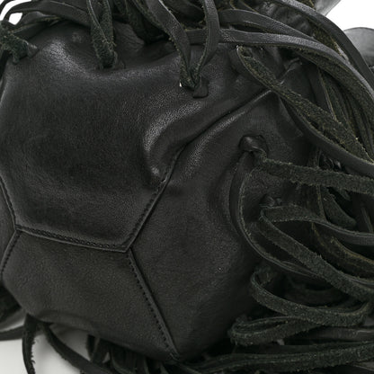 Saint Laurent Calfskin Fringe Monogram Mini Bourse Bucket Bag Black 10 of 11