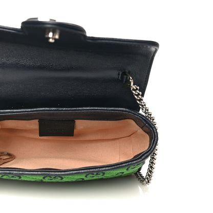 Gucci Monogram Multicolor Matelasse Diagonal Super Mini GG Marmont Shoulder Bag Green Blue 3 of 10