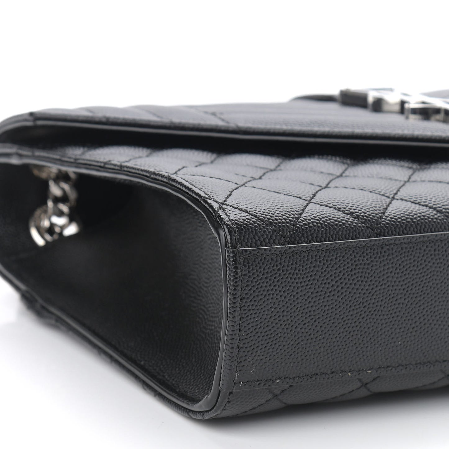 Grain De Poudre Textured Mixed Matelasse Triquilt Medium Monogram Satchel Black