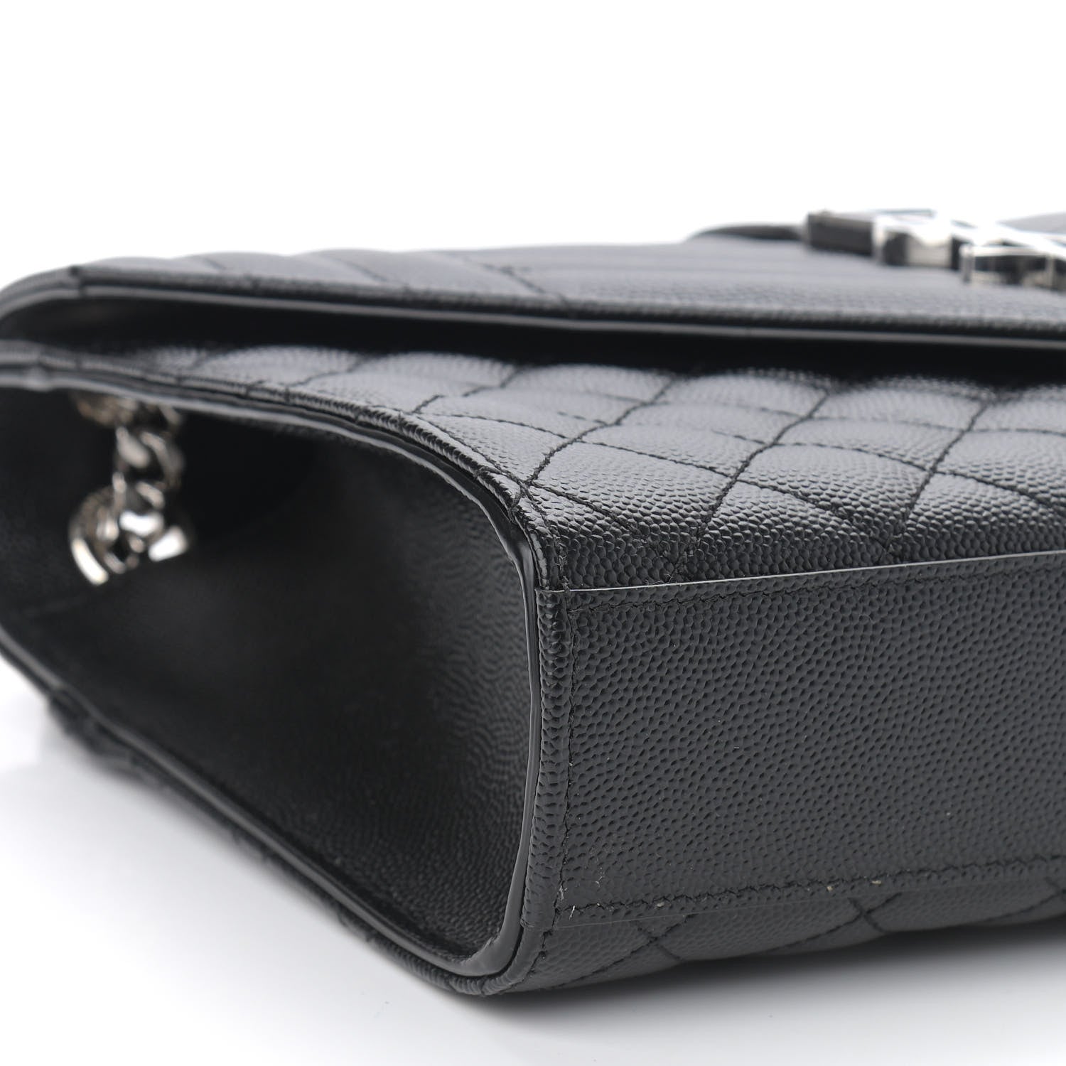 Saint Laurent Grain De Poudre Textured Mixed Matelasse Triquilt Medium Monogram Satchel Black 5 of 10