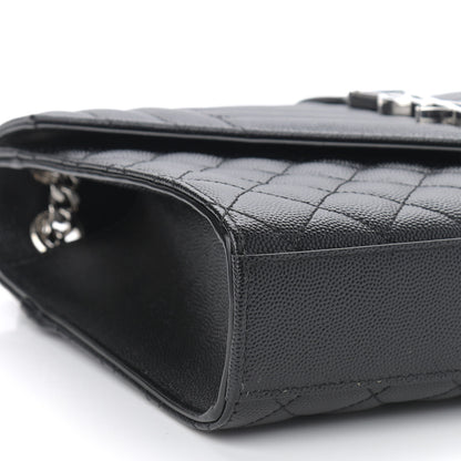 Saint Laurent Grain De Poudre Textured Mixed Matelasse Triquilt Medium Monogram Satchel Black 5 of 10