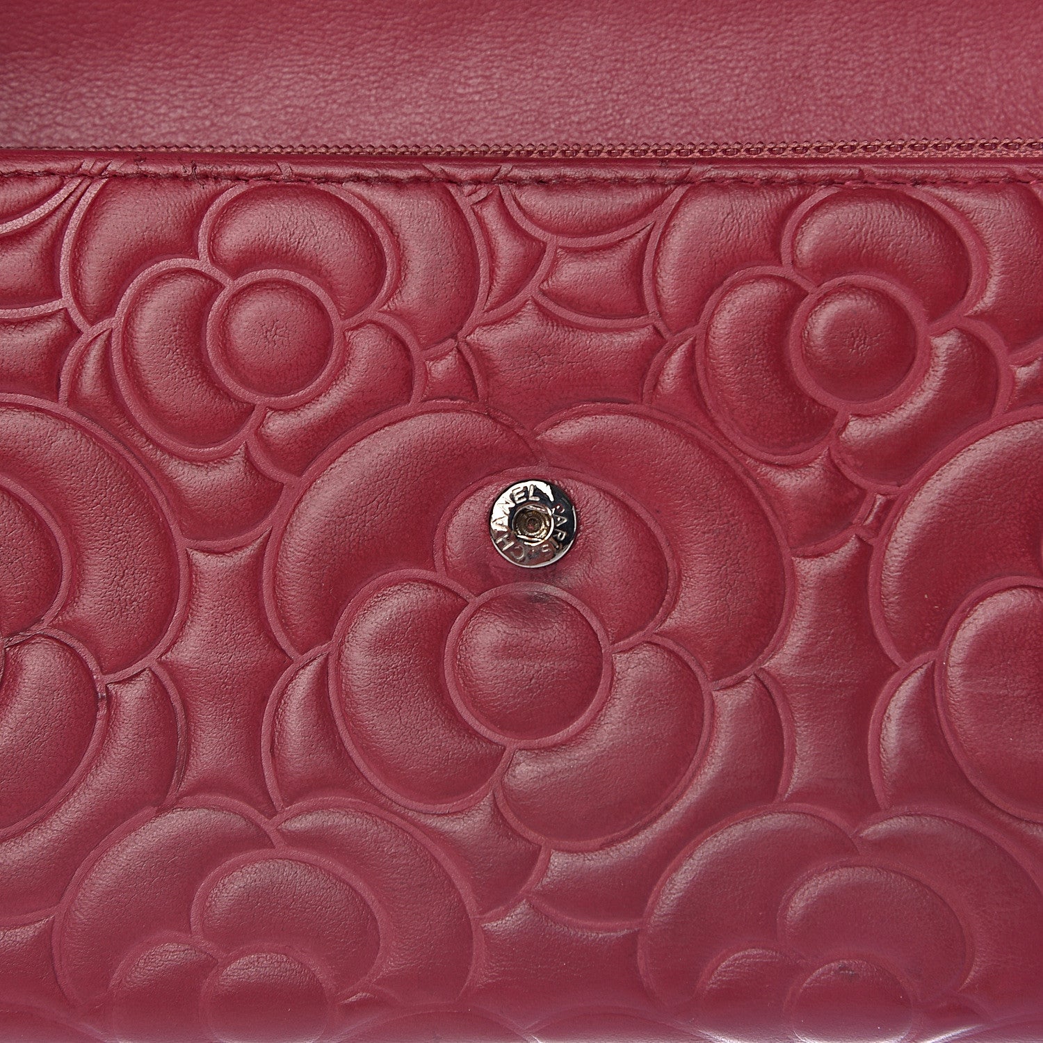 Chanel Lambskin Embossed Camellia Large Gusset Flap Wallet Pink 16 of 17