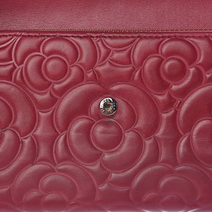 Chanel Lambskin Embossed Camellia Large Gusset Flap Wallet Pink 16 of 17