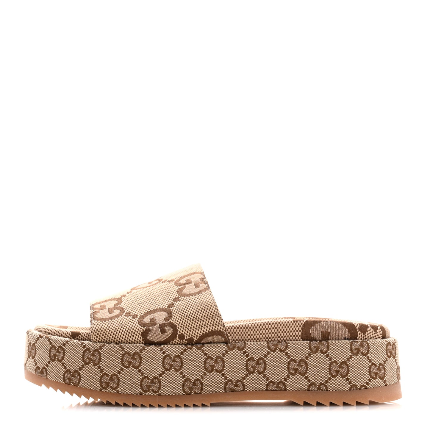 Monogram Maxi GG Angelina Platform 55mm Slide Sandals 40 Camel Ebony