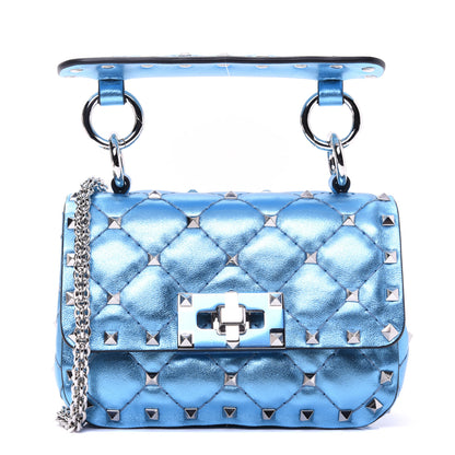 Valentino Garavani Metallic Nappa Micro Rockstud Spike Shoulder Bag Cerulean 1 of 14