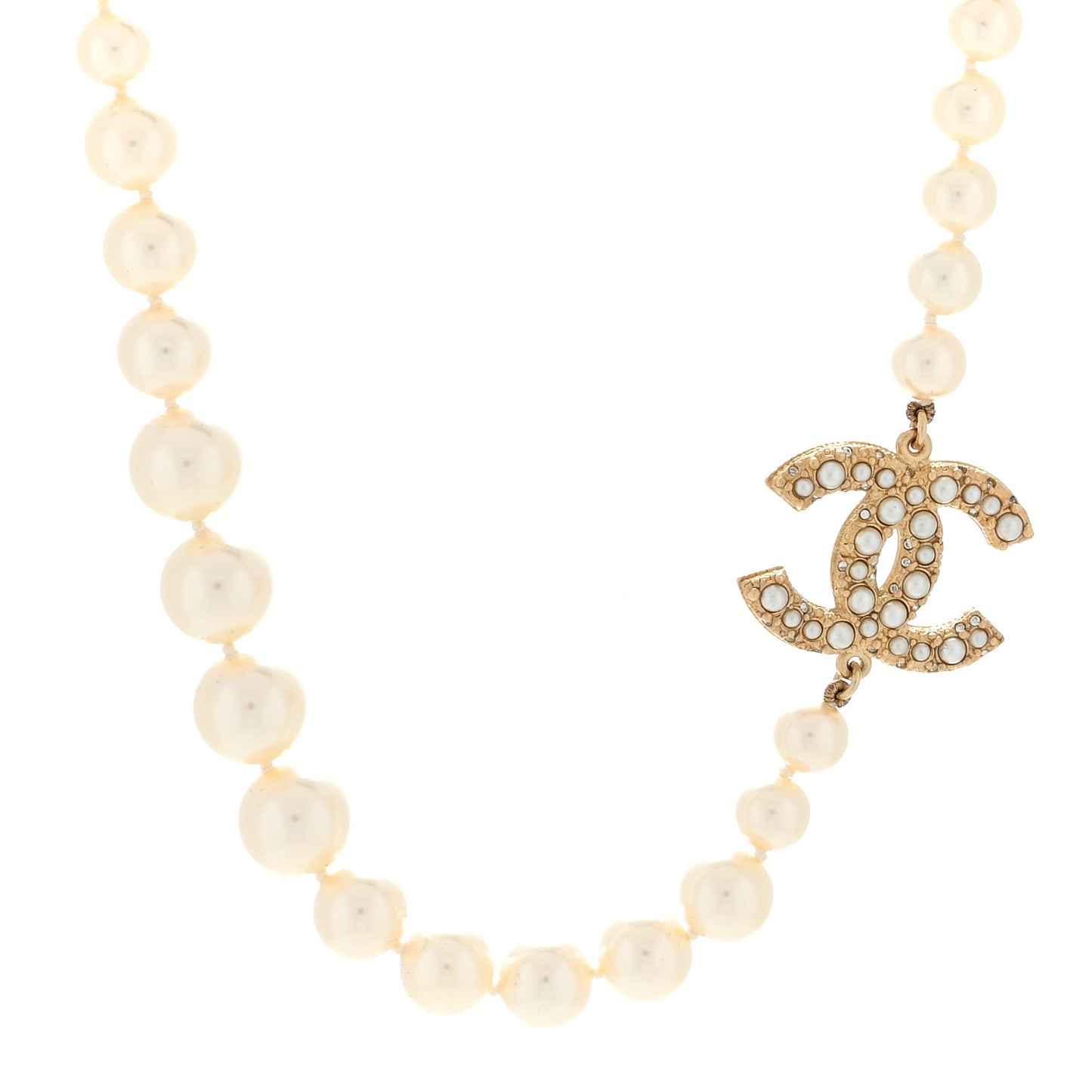 Pearl CC 100th Anniversary Necklace Light Gold