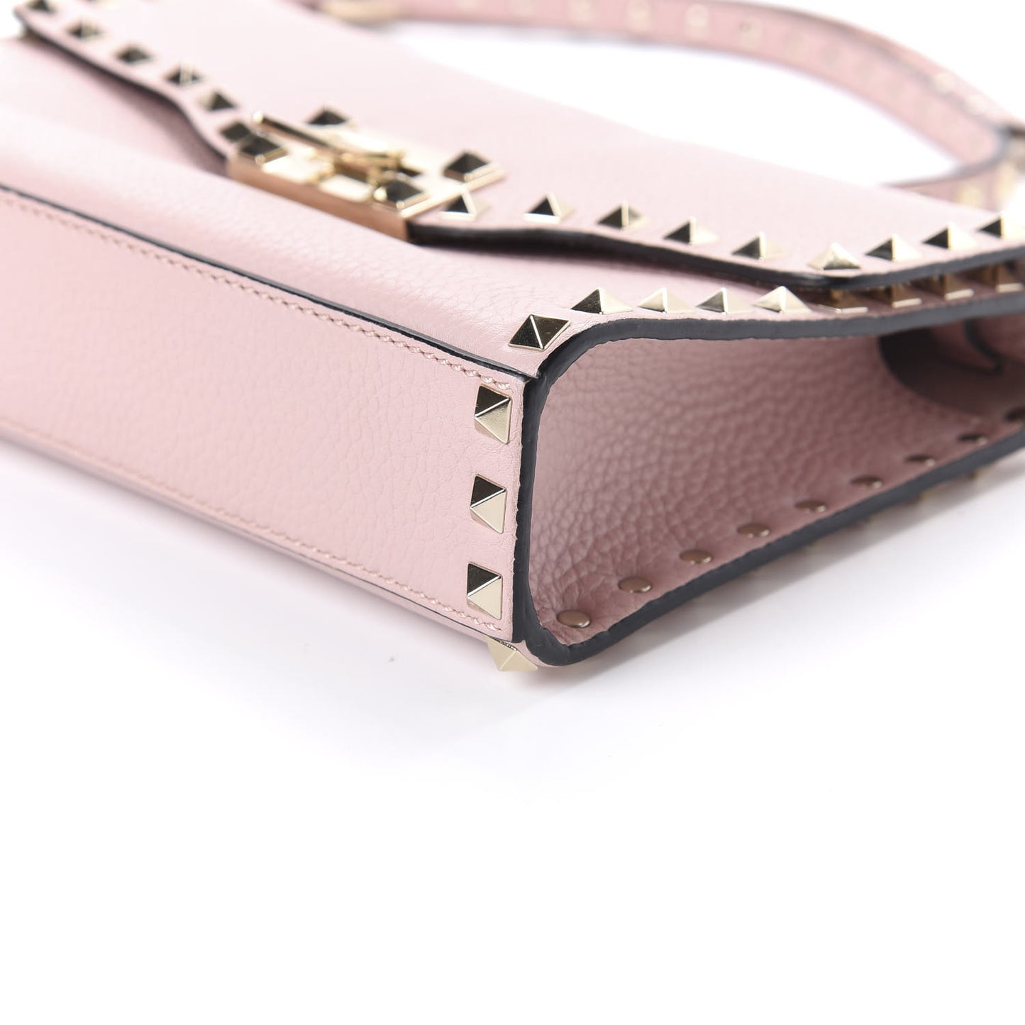 Pebbled Calfskin Medium Rockstud Flip Lock Crossbody Bag Rose Quartz