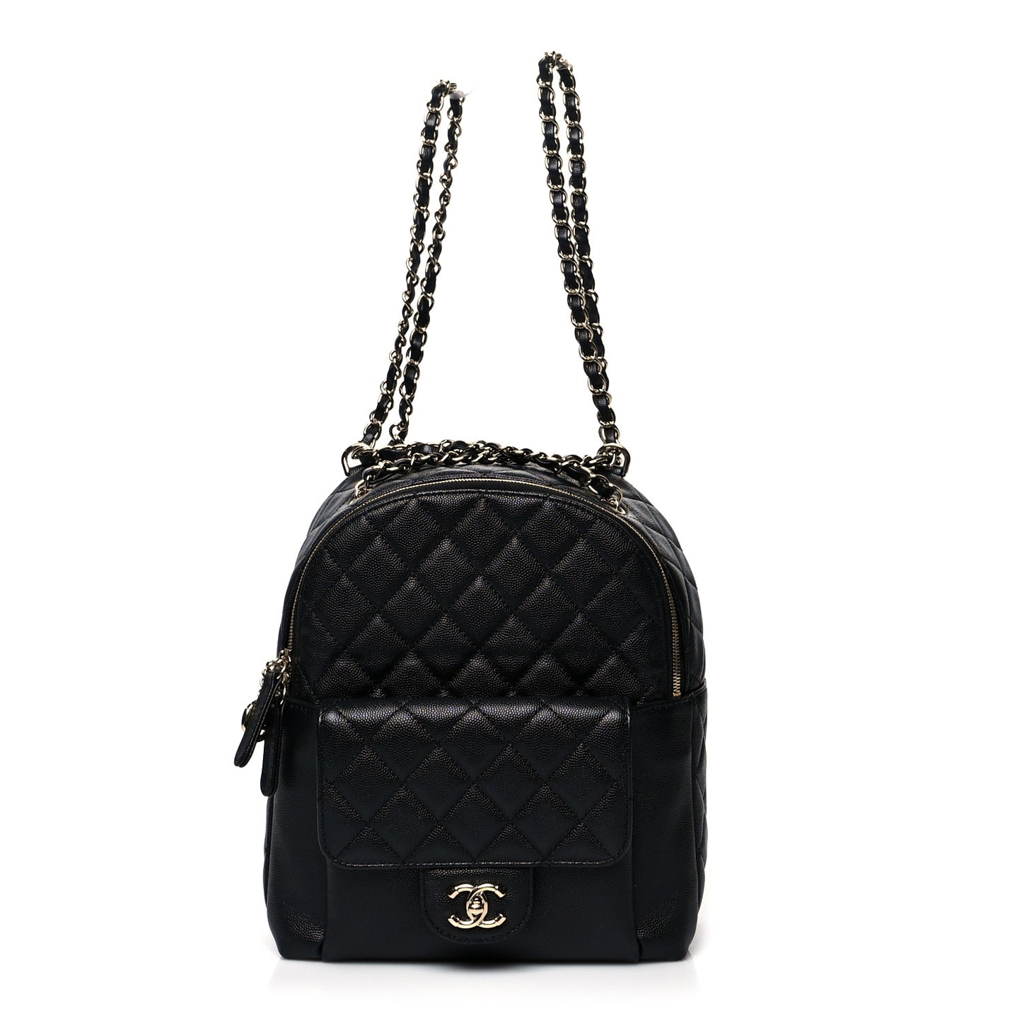 Caviar Quilted Medium Zip Around Backpack Black