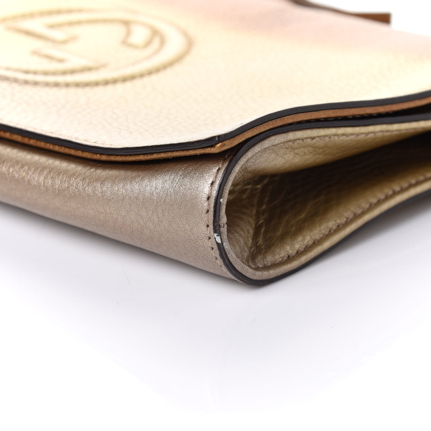 Metallic Pebbled Calfskin Medium Soho Clutch Gold Ombre