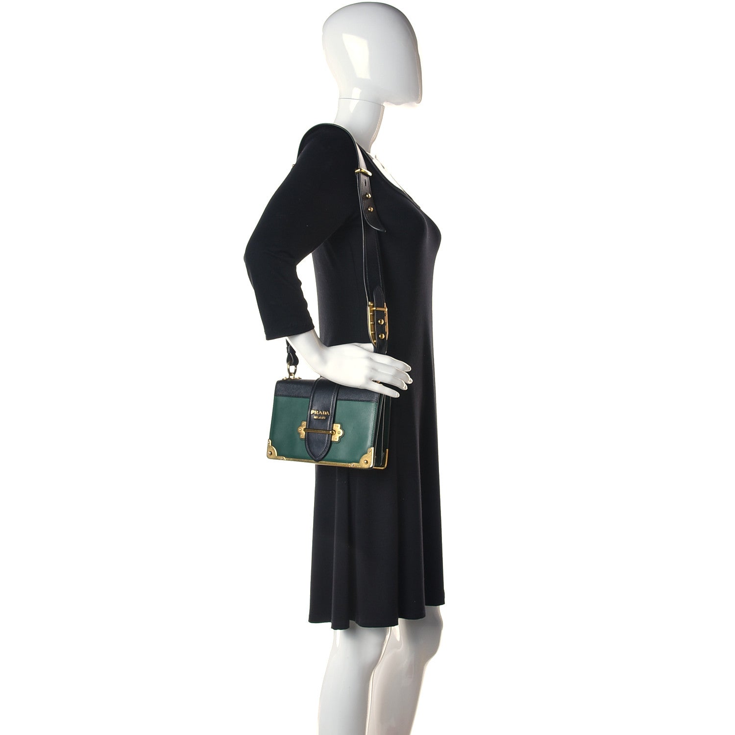 Prada City Calf Saffiano Cahier Bag Biliardo Black 2 of 11