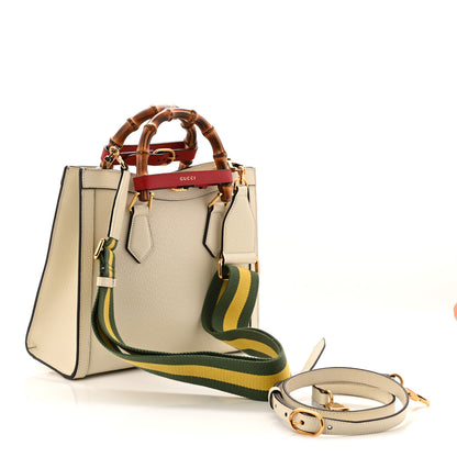 Gucci Textured Dollar Calfskin Web Small Diana Tote Bag Mystic White 3 of 10
